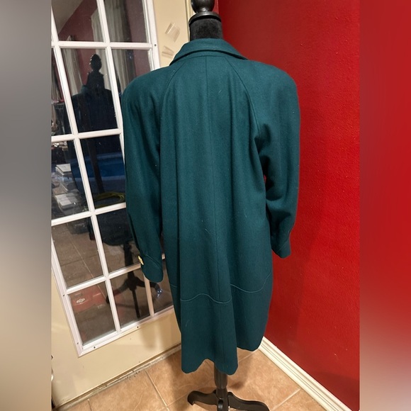 Vintage Petite Sophisticate Green Wool Coat Union Made USA ILGWU 1980s Fits L/XL - Picture 12 of 12